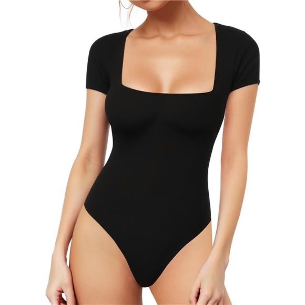 Short Sleeve Long Sleeve Tops Bodysuit Jumpsuit A Short Sleeve Black